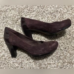 Purple suede pumps